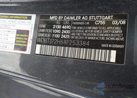 2008 Mercedes-Benz Clk 550 z USA, uszkodzony, nr VIN WDBTJ72H68F253384